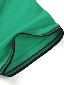 Hombres Camisa polo ribete de rayas - Verde - Ver 4