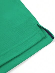 Hombres Camisa polo ribete de rayas - Verde - Ver 5