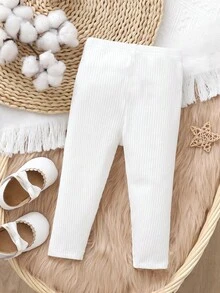 quần bé gái Gân đan màu trơn - trắng - Xem 2