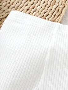 quần bé gái Gân đan màu trơn - trắng - Xem 3