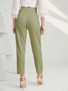 Modelyn Pantalones con diseño de cadena con fruncido - Verde - Ver 2