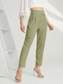 Modelyn Pantalones con diseño de cadena con fruncido - Verde - Ver 4