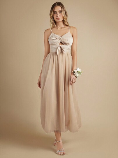SHEIN Belle Bow Front Cami Bridesmaid Dress