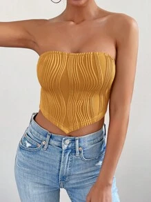 SHEIN Essnce Áo nữ Bất đối xứng Lộ Lưng màu trơn Gợi cảm - Màu vàng - Xem 5