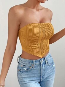 SHEIN Essnce Áo nữ Bất đối xứng Lộ Lưng màu trơn Gợi cảm - Màu vàng - Xem 6