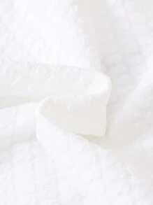 SHEIN 男嬰字母圖案半拉鏈T恤和短褲 - 白色 - 查看 4