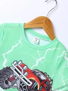 SHEIN Bộ đồ hai mảnh mùa hè có cổ tròn tay áo thông thường dành cho bé trai và mát mẻ dành cho phong cách đường phố - Nhiều màu - Xem 7