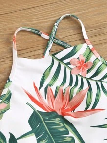 SHEIN Swim Summer Beach Tropical Print High Waisted Bikini Set - Multicolor - View 6