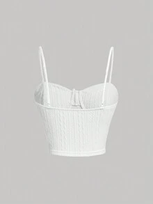 SHEIN MOD 前蝴蝶結緊身吊帶 - 米色 - 查看 2