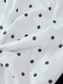 SHEIN Cottnline Young Girls Polka Dot Print Tee & Leggings - Black and White - View 4