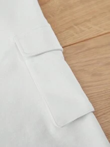 RueChic Tween Girl Flap Pocket Side Cargo Pants - White - View 5