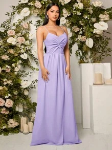 SHEIN Belle Tie Backless Split Thigh Chiffon Cami Bridesmaid Dress