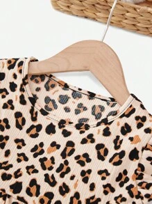 RueChic Toddler Girls Leopard Print Ruffle Trim Peplum Blouse - Multicolor - View 5