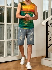 Manfinity RSRT Áo thun nam Họa tiết phong cảnh - Nhiều màu - Xem 3