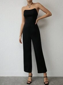 SHEIN Privé Solid Tube Jumpsuit - Black - View 6