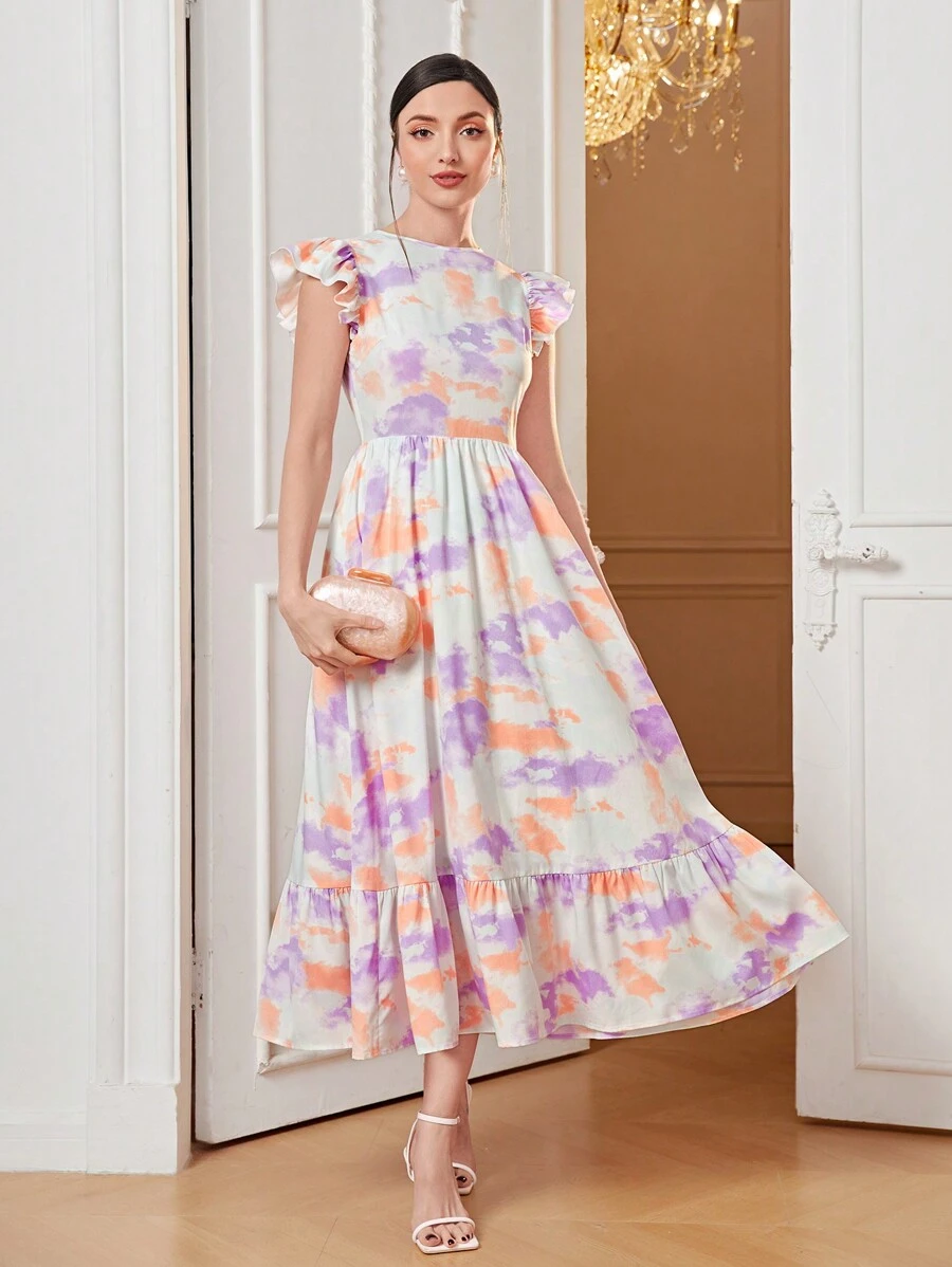 Mulvari Tie Dye Ruffle Hem Dress - Multicolor - View 1