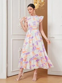 Mulvari Tie Dye Ruffle Hem Dress - Multicolor - View 3