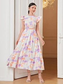 Mulvari Tie Dye Ruffle Hem Dress - Multicolor - View 4