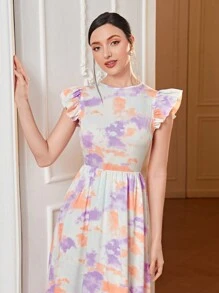 Mulvari Tie Dye Ruffle Hem Dress - Multicolor - View 5