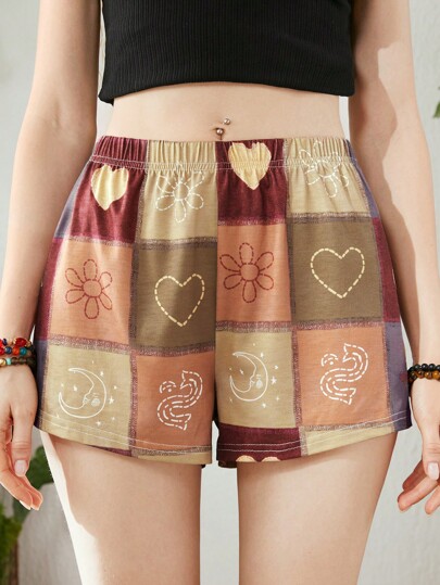 Hippie Short De Nuit patchwork Graphique