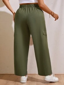 Flirla Plus Flap Pocket Side Cargo Trousers - Army Green - View 2