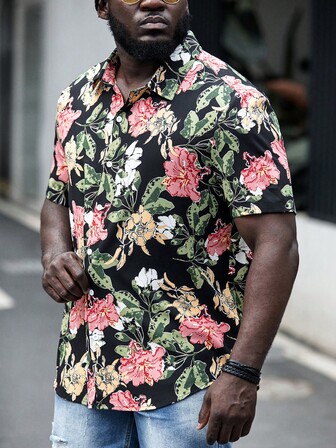 GENTILAND Hombres Camisa con estampado floral