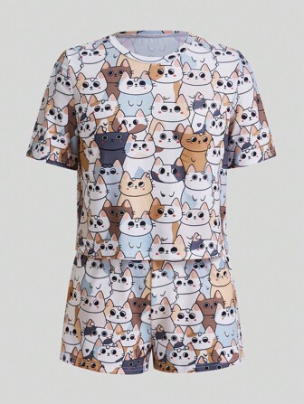 AKIKODRAWS Set pigiama maglietta e shorts con grafica fumetto