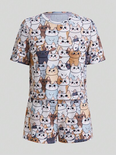 AKIKODRAWS Set pigiama maglietta e shorts con grafica fumetto