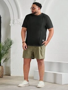 GENTILAND 男士棉字母補丁細節T恤 - 黑色 - 查看 5