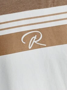 Manfinity Homme Áo thun nam Lá thư Sọc Giải trí - Lạc đà - Xem 4