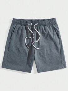 Manfinity NiteLyfe Men Drawstring Waist Slant Pocket Shorts - Navy Blue - View 1