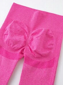 Yoga Basic 瑜伽打底褲無縫寬腰帶緊縮褶皺臀部訓練緊身褲