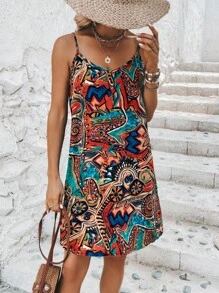 SHEIN VCAY Đầm Bộ lạc Boho - Nhiều màu - Xem 5