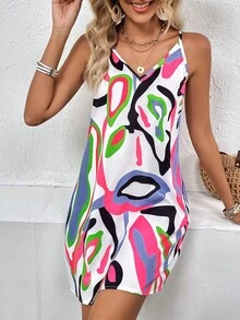 SHEIN LUNE Đầm Tất cả trên in Giải trí - trắng - Xem 4