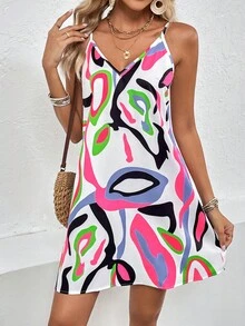 SHEIN LUNE Đầm Tất cả trên in Giải trí - trắng - Xem 6