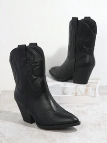 SHUZIA Giày bốt Nữ Thời trang màu trơn Trượt trên Đúng mốt - màu đen - Xem 2