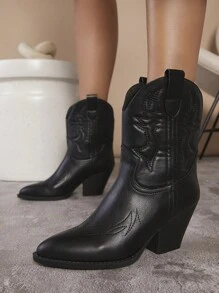 SHUZIA Giày bốt Nữ Thời trang màu trơn Trượt trên Đúng mốt - màu đen - Xem 4