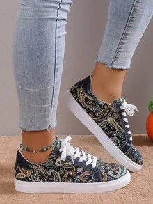 sportlich Sneakers mit Für Frauen , Paisley Muster, Band vorne, Skater Schuhe mit - Verschiedenfarbig - Übersicht 2