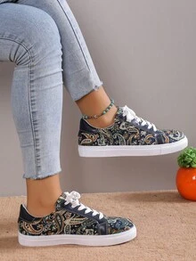 sportlich Sneakers mit Für Frauen , Paisley Muster, Band vorne, Skater Schuhe mit - Verschiedenfarbig - Übersicht 4