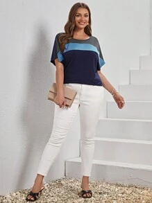 SHEIN LUNE 大碼撞色蝙蝠袖T恤