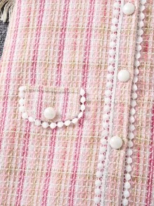 SHEIN 年輕女孩格紋印花泡泡袖連衣裙