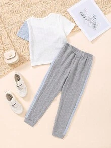 Toddler Girls Colorblock Tee & Sweatpants - Multicolor - View 2