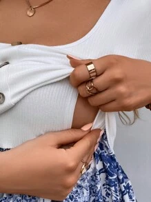 SHEIN Maternity Nursing Floral Print Button Detail Dress - Blue and White - View 7