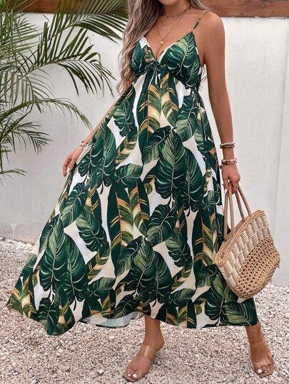 SHEIN Maternity Tropical Print Cami Dress