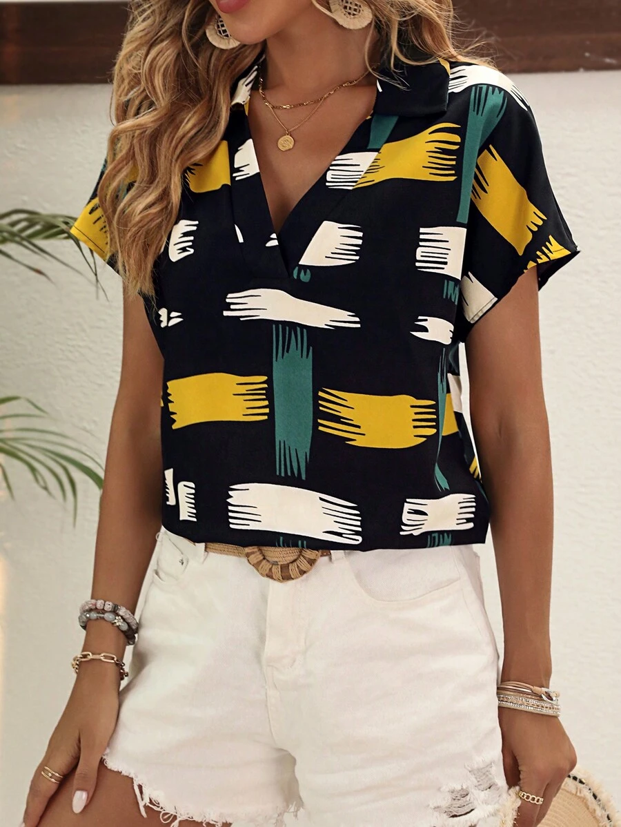 SHEIN LUNE Áo sơ mi nữ Tất cả trên in Giải trí - Nhiều màu - Xem 1