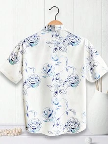 Manfinity Homme Men Floral Print Shirt Without Tee - White - View 2
