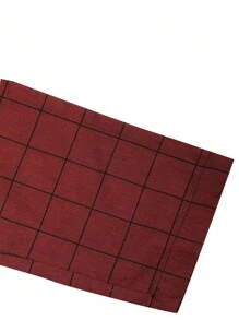 Men Plaid Print Slant Pocket Suit Trousers - Burgundy - View 3