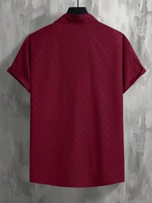 Manfinity Homme Nam Argyle Dệt hoa Áo sơ mi - Màu Đỏ Sâu - Xem 3