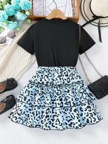 SHEIN Bộ hai mảnh Gái phân lớp Con số In hoa Báo Dễ thương - Nhiều màu - Xem 2