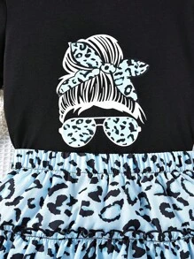 SHEIN Bộ hai mảnh Gái phân lớp Con số In hoa Báo Dễ thương - Nhiều màu - Xem 6